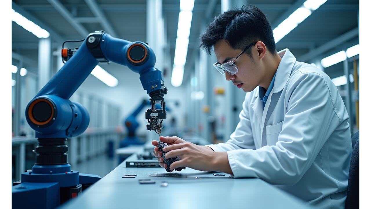 로봇 자동화 라인과 숙련된 작업자가 함께하는 제조 시설