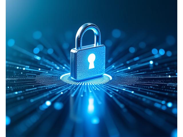 개인정보 보호를 상징하는 자물쇠와 디지털 데이터 흐름