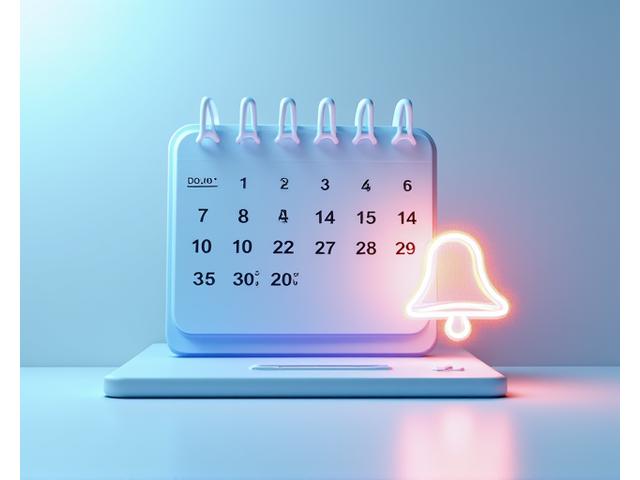 시간 흐름을 나타내는 달력과 알림 아이콘, 약관 변경을 고지하는 과정