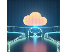 클라우드 아이콘과 VR 헤드셋이 연결된 이미지