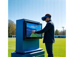 이동형 VR 유닛을 경기장에 설치하는 모습