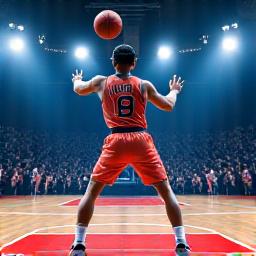 VR 농구 코트에서 슈팅하는 모습