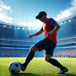 VR 축구 훈련 중인 선수의 모습