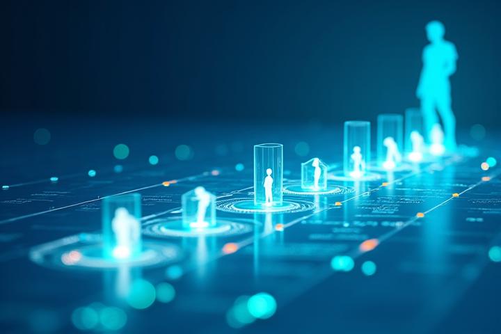 선수의 스킬 레벨과 훈련 경로를 보여주는 VR 인터페이스