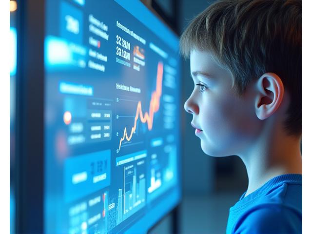 아이의 성장 지표와 운동 능력 발달 그래프를 보여주는 AI 모니터링 대시보드 화면